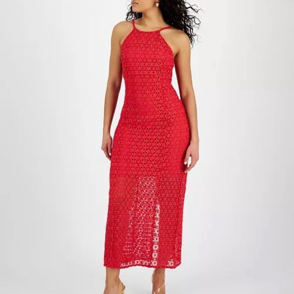 Guess Red Crochet Maxi Dress